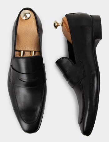 Hakiki Deri Siyah Loafer Erkek Kundura - 00638MSYHM01