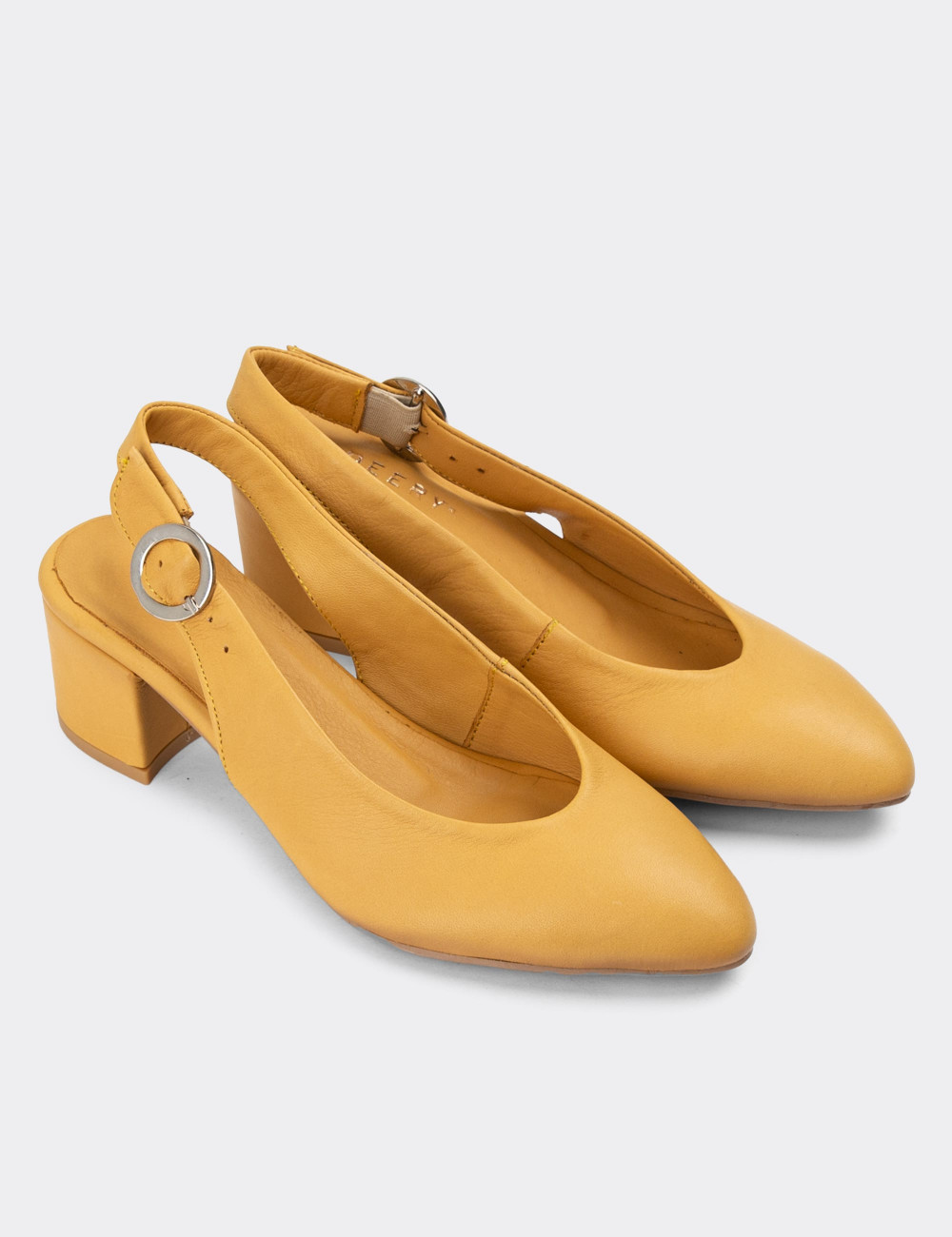 Hakiki Deri Sarı Kadın Topuklu Günlük Ayakkabı - A2633ZSRIC01