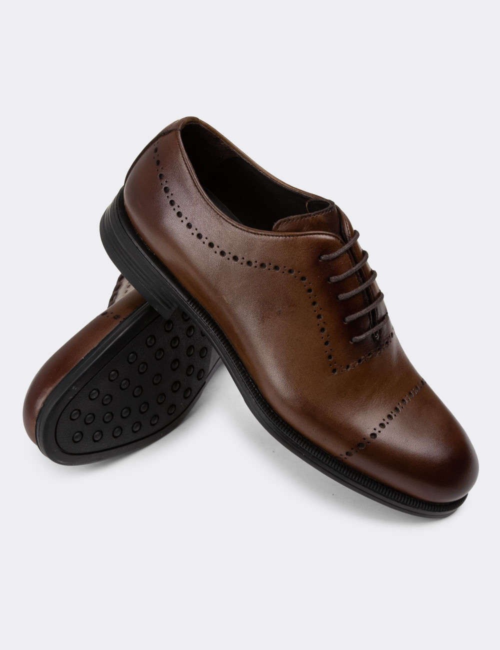 Hakiki Deri Kahverengi Erkek Klasik Ayakkabı - 00491MKHVC04