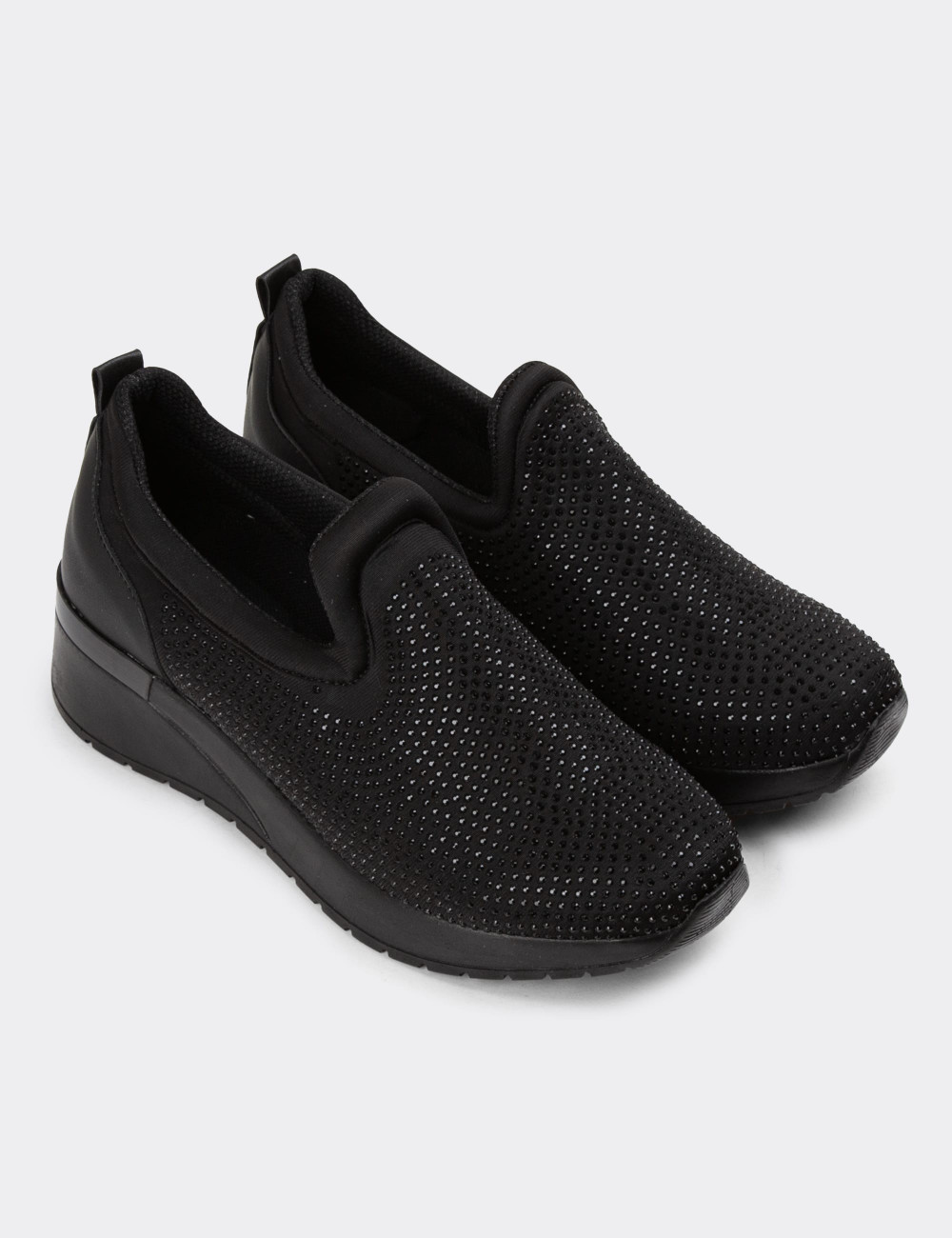 Siyah Kadın Taşlı Sneaker Ayakkabı - CE310ZSYHC01