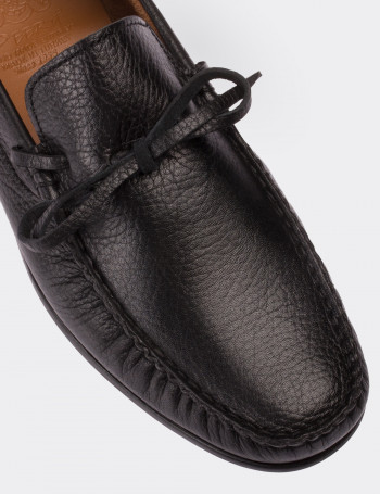 Hakiki Deri Siyah Loafer Erkek Ayakkabı - 01647MSYHC03