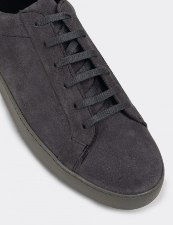 Hakiki Süet Gri Erkek Sneaker Ayakkabı - 01829MGRIC02