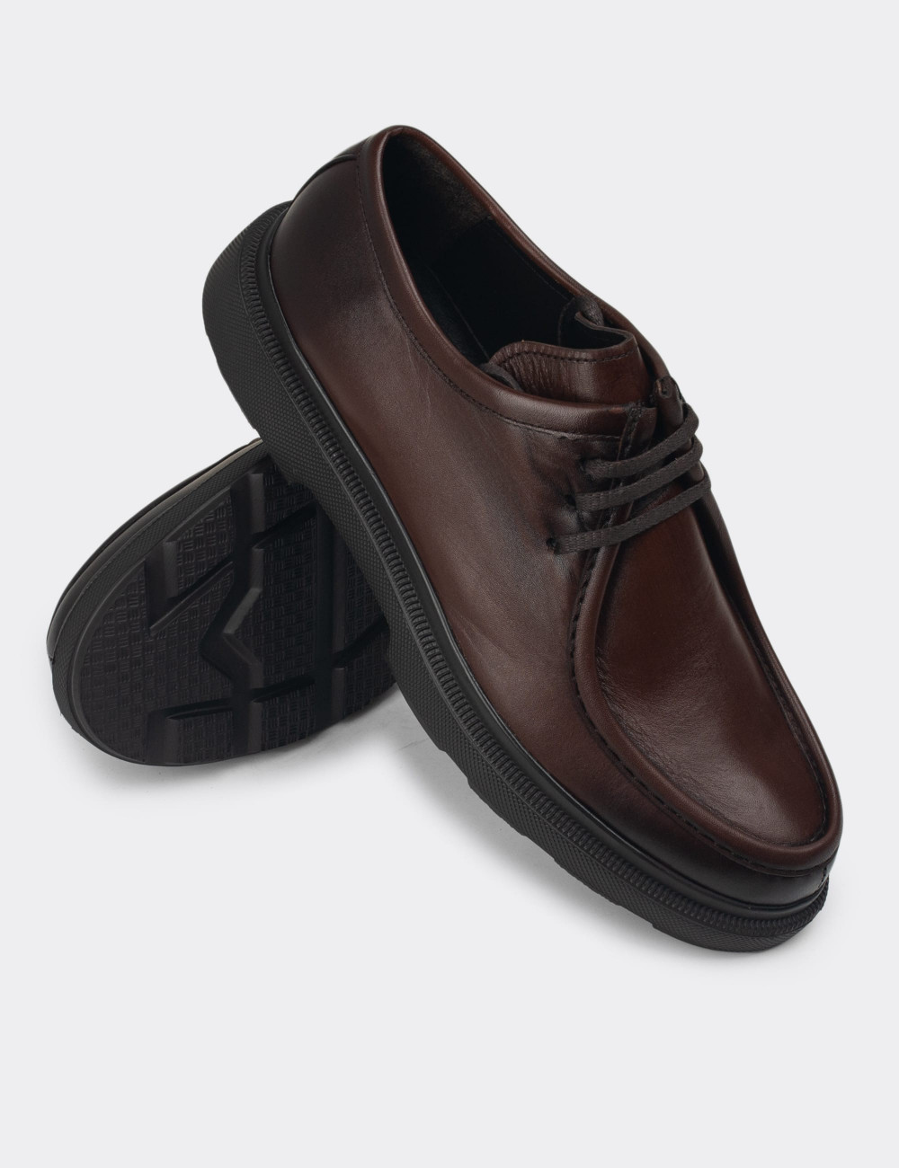 Hakiki Deri Kahverengi Erkek Günlük Ayakkabı - 01851MKHVP02