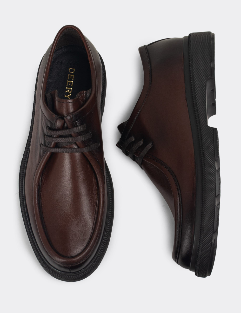 Hakiki Deri Kahverengi Erkek Günlük Ayakkabı - 01851MKHVP02