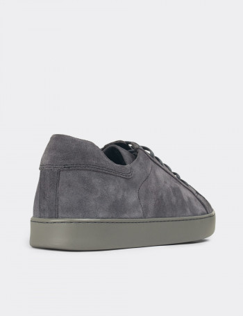 Hakiki Süet Gri Erkek Sneaker Ayakkabı - 01829MGRIC02