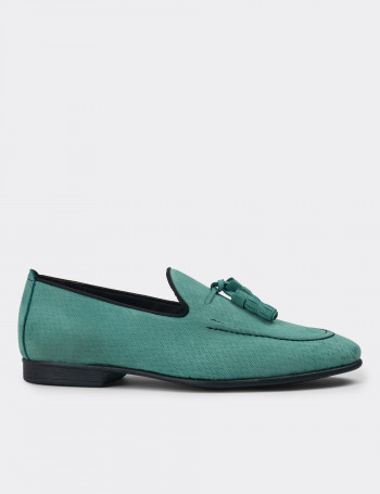 Hakiki Nubuk Yeşil Erkek Loafer Ayakkabı