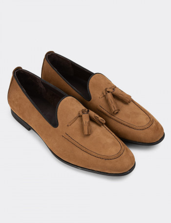 Hakiki Nubuk Taba Rengi Erkek Loafer - 01701MTBAC17