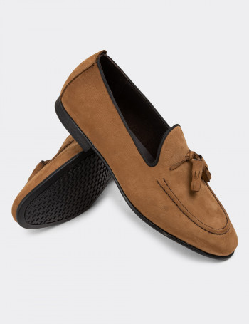 Hakiki Nubuk Taba Rengi Erkek Loafer - 01701MTBAC17