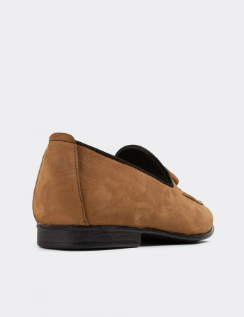 Hakiki Nubuk Taba Rengi Erkek Loafer - 01701MTBAC17