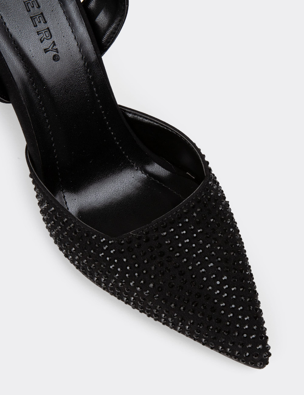 Siyah Kadın Taşlı Abiye Ayakkabı - K0001ZSYHC01