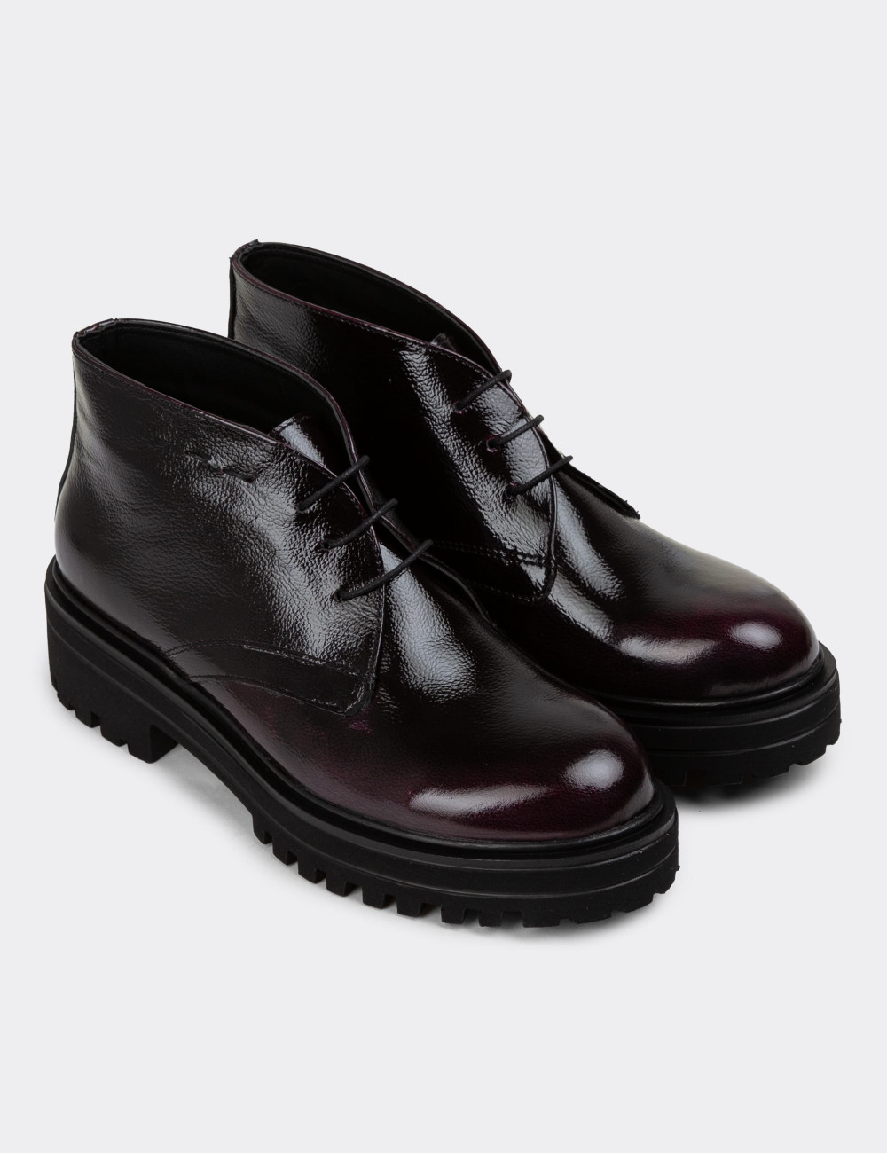 Hakiki Rugan Bordo Kadın Bot - 01847ZBRDE02
