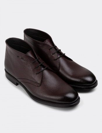 Hakiki Deri Bordo Erkek Bot - 01295MBRDC04