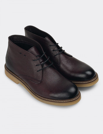 Hakiki Deri Bordo Erkek Bot - 01295MBRDC05