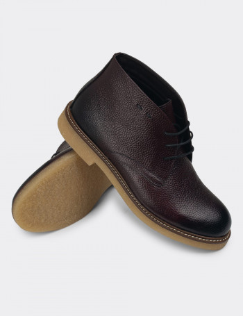Hakiki Deri Bordo Erkek Bot - 01295MBRDC05