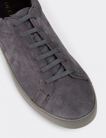 Hakiki Süet Gri Erkek Sneaker Ayakkabı - 01955MGRIC01