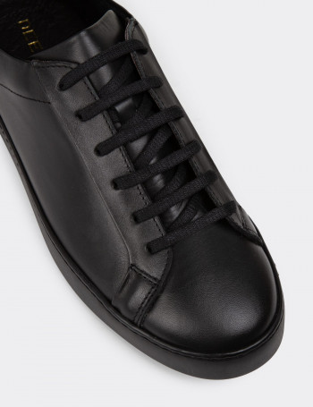 Hakiki Deri Siyah Erkek Sneaker Ayakkabı - 01955MSYHC01