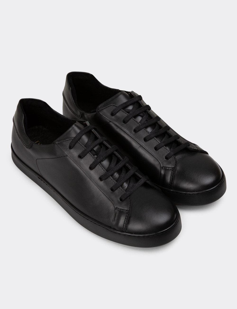 Hakiki Deri Siyah Erkek Sneaker Ayakkabı - 01955MSYHC01