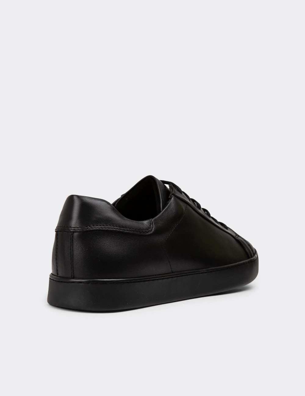 Hakiki Deri Siyah Erkek Sneaker Ayakkabı - 01955MSYHC01
