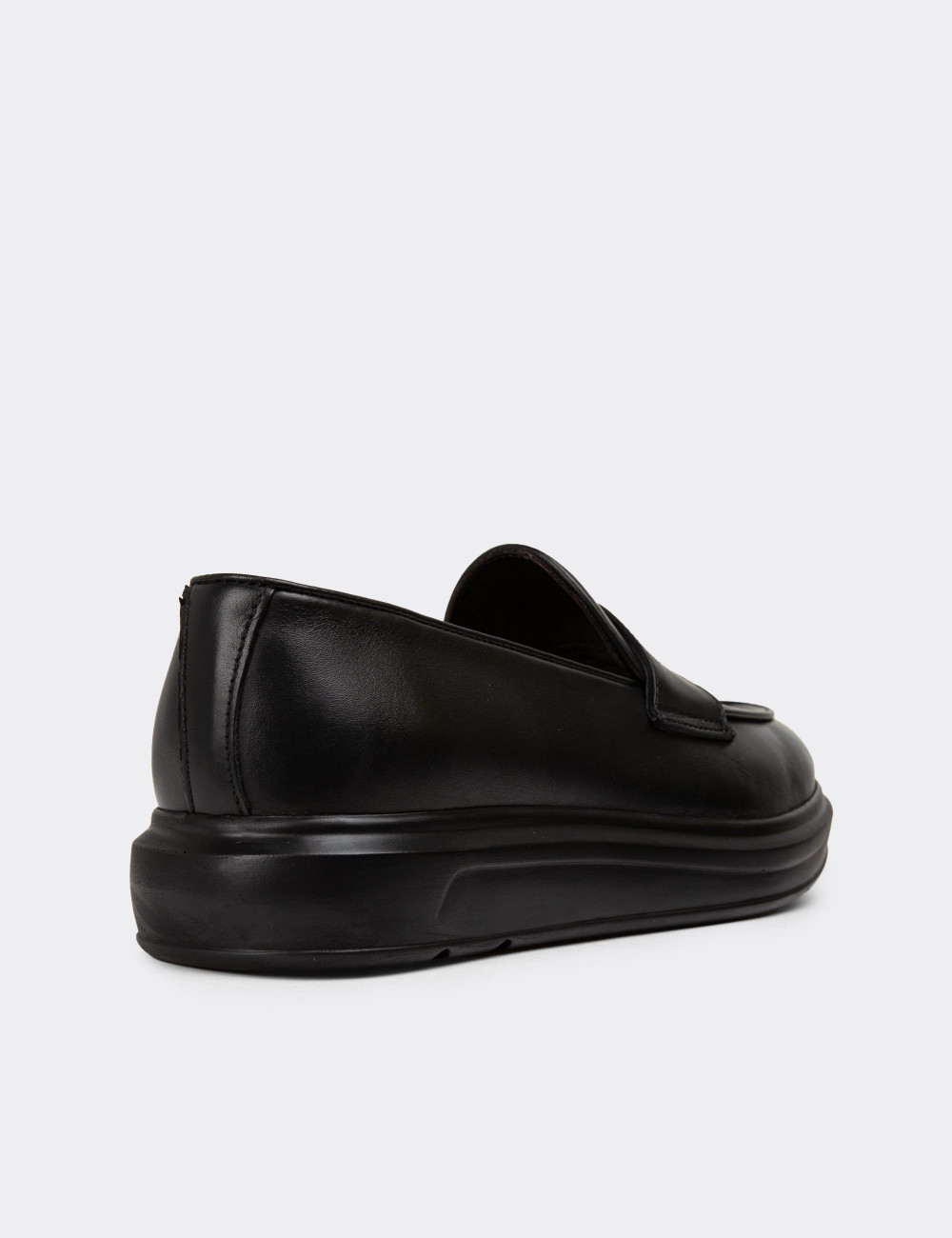 Hakiki Deri Siyah Erkek Loafer Ayakkabı - 01845MSYHP01