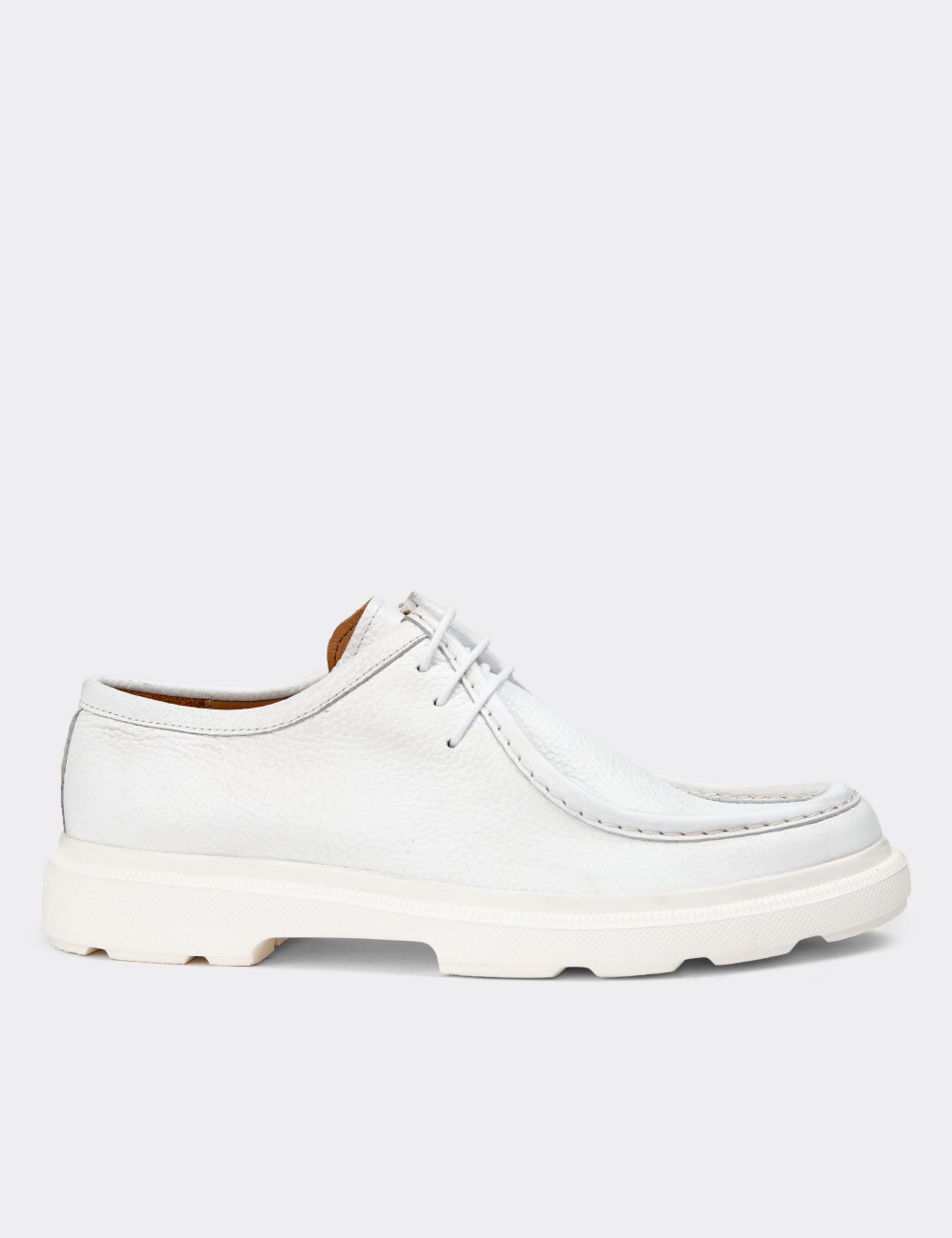 Hakiki Deri Beyaz Erkek Günlük Ayakkabı - 01851MBYZP01