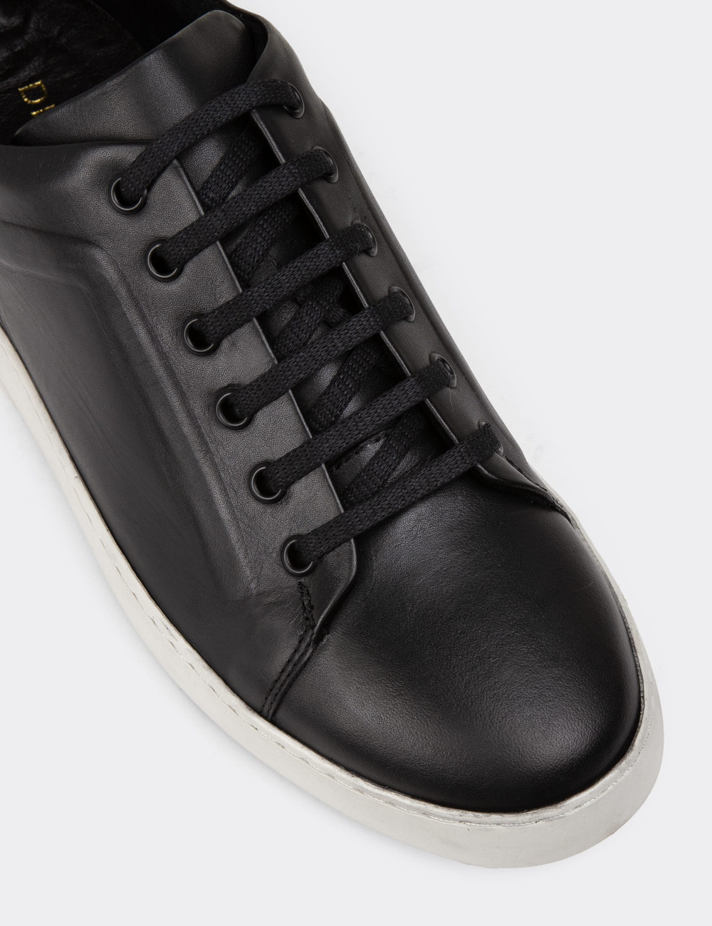 Hakiki Deri Siyah Erkek Sneaker Ayakkabı - 01956MSYHC02