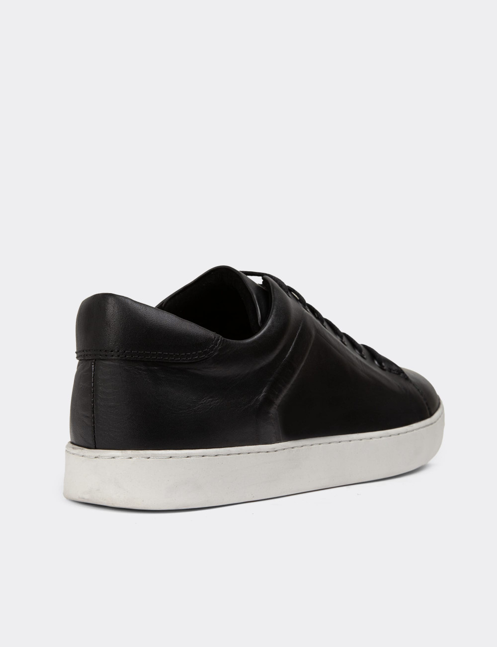 Hakiki Deri Siyah Erkek Sneaker Ayakkabı - 01956MSYHC02