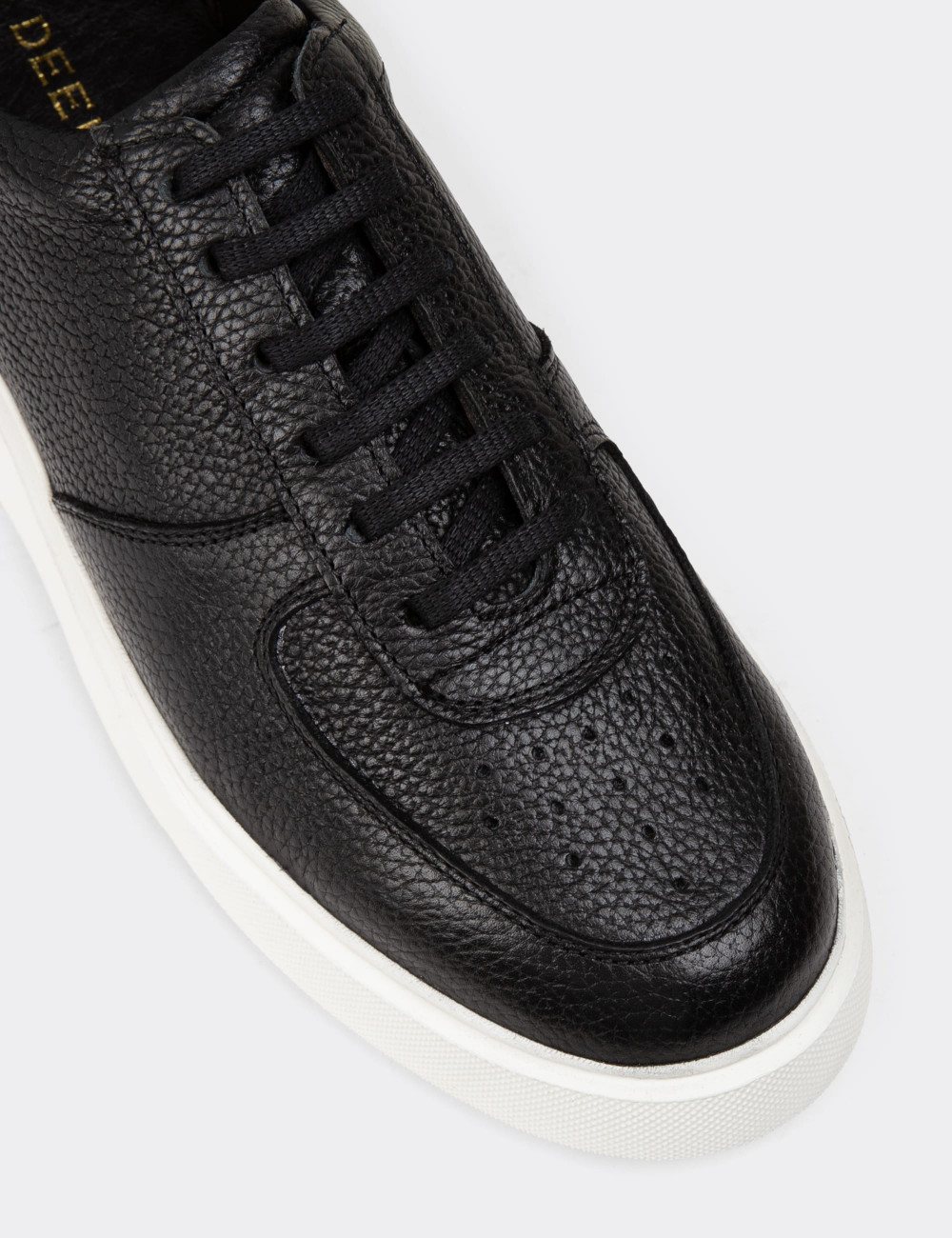 Hakiki Deri Siyah Erkek Sneaker Ayakkabı - 01965MSYHE01