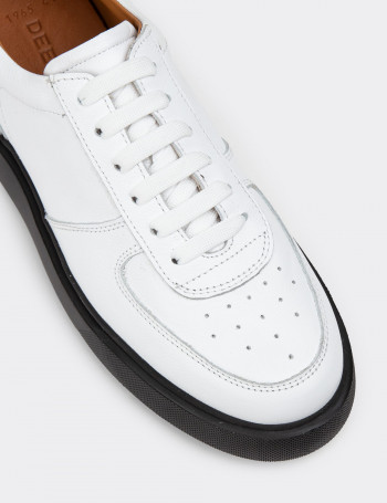 Hakiki Deri Beyaz Erkek Sneaker Ayakkabı - 01965MBYZE01