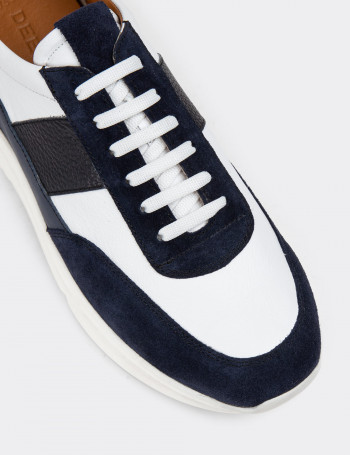 Hakiki Süet Lacivert Erkek Sneaker Ayakkabı - 01963MLCVE01
