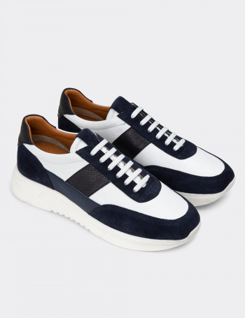 Hakiki Süet Lacivert Erkek Sneaker Ayakkabı - 01963MLCVE01