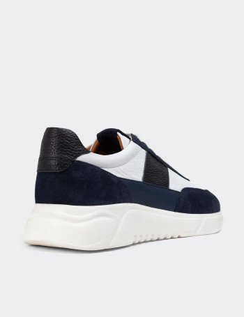 Hakiki Süet Lacivert Erkek Sneaker Ayakkabı - 01963MLCVE01