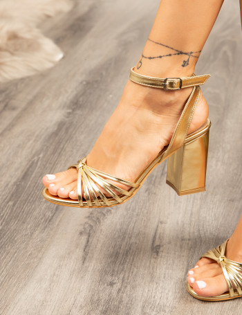Altın Rengi Topuklu Kadın Abiye Ayakkabı - 53041ZALTC01