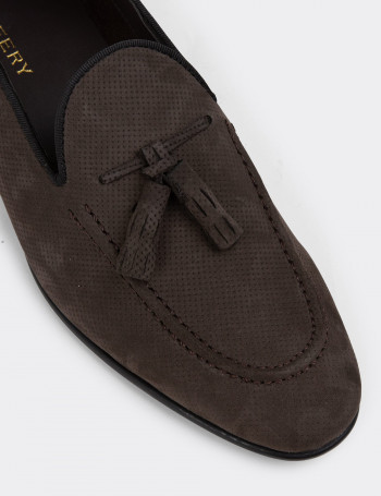 Hakiki Nubuk Füme Erkek Loafer Ayakkabı - 01701MFUMC01