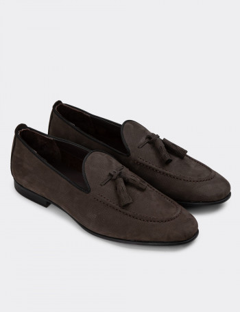 Hakiki Nubuk Füme Erkek Loafer Ayakkabı - 01701MFUMC01
