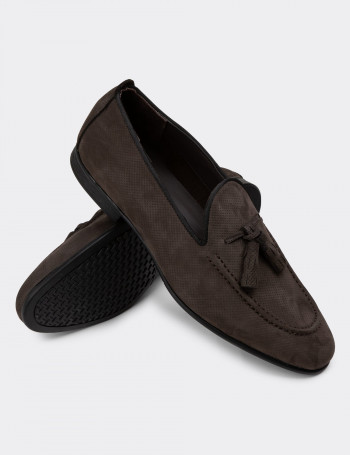 Hakiki Nubuk Füme Erkek Loafer Ayakkabı - 01701MFUMC01
