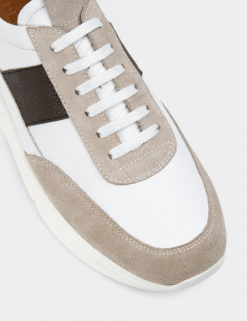 Hakiki Süet Bej Erkek Sneaker Ayakkabı - 01963MBEJE01