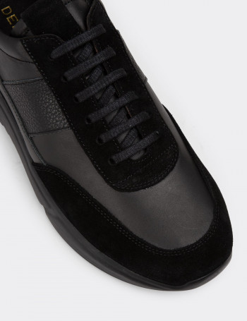 Hakiki Süet Siyah Erkek Sneaker Ayakkabı - 01963MSYHE02