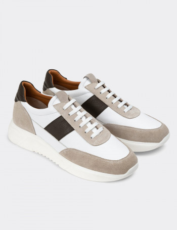 Hakiki Süet Bej Erkek Sneaker Ayakkabı - 01963MBEJE01