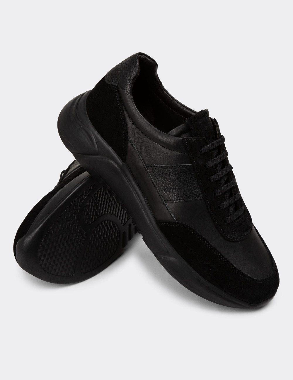 Hakiki Süet Siyah Erkek Sneaker Ayakkabı - 01963MSYHE02