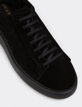 Hakiki Süet Siyah Erkek Sneaker Ayakkabı - 01954MSYHE03