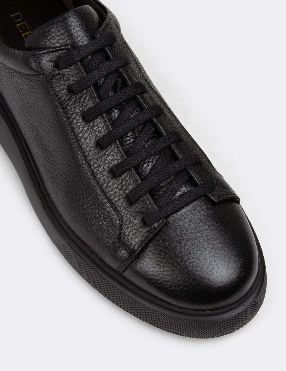 Hakiki Deri Siyah Erkek Sneaker Ayakkabı - 01954MSYHE04