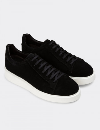 Hakiki Süet Siyah Erkek Sneaker Ayakkabı - 01954MSYHE01