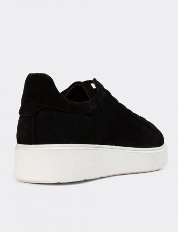 Hakiki Süet Siyah Erkek Sneaker Ayakkabı - 01954MSYHE01