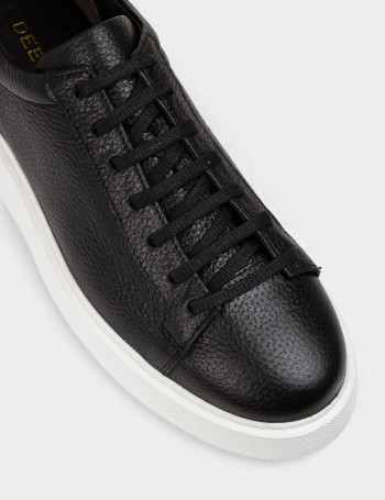 Hakiki Deri Siyah Erkek Sneaker Ayakkabı - 01954MSYHE02
