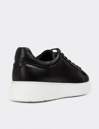 Hakiki Deri Siyah Erkek Sneaker Ayakkabı - 01954MSYHE02