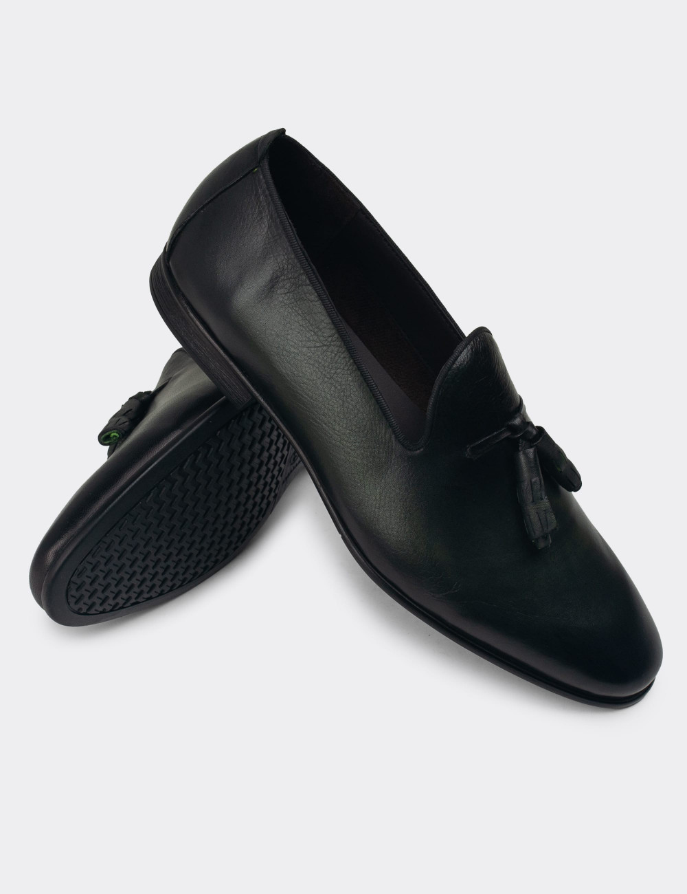 Hakiki Deri Yeşil Erkek Loafer Ayakkabı - 01702MYSLC01