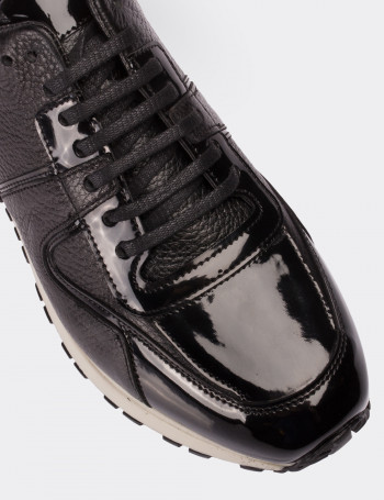 Hakiki Deri Siyah Spor Erkek Ayakkabı - 01522MSYHT03