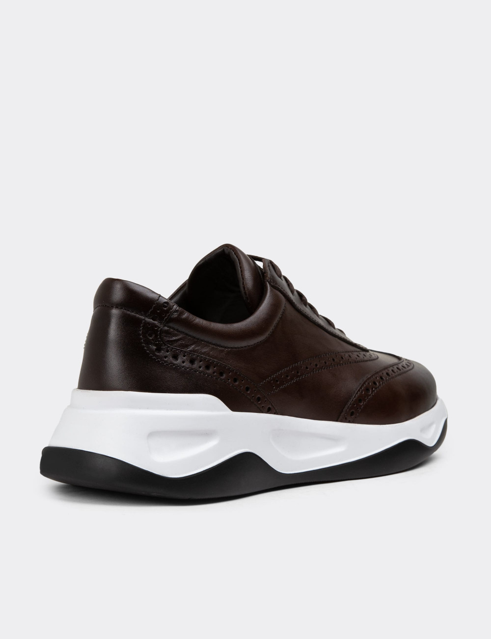 Hakiki Deri Kahverengi Erkek Sneaker Ayakkabı - 00750MKHVE05