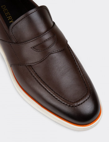 Hakiki Deri Kahverengi Erkek Loafer Ayakkabı - 01960MKHVC01