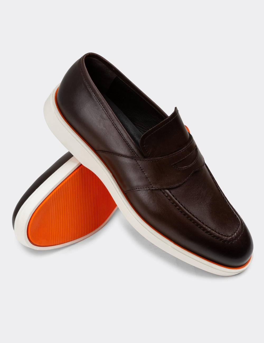 Hakiki Deri Kahverengi Erkek Loafer Ayakkabı - 01960MKHVC01